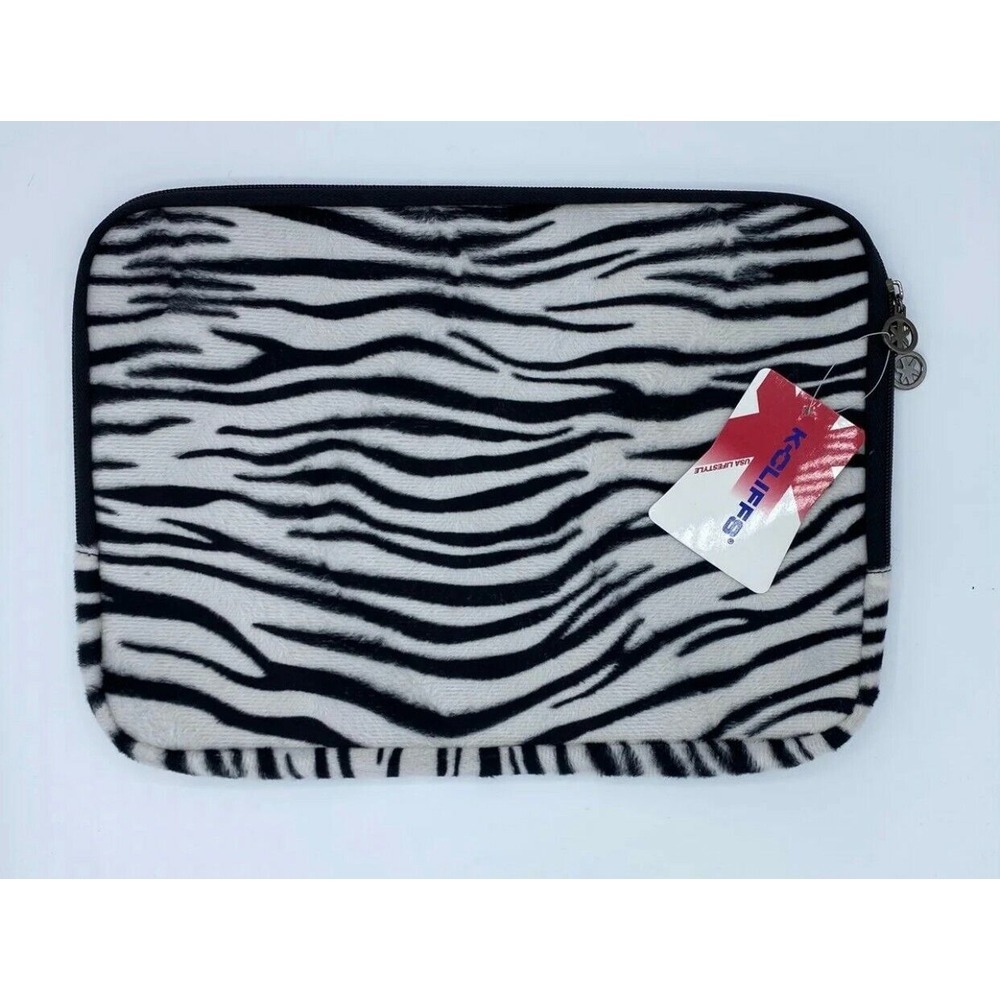 K-Cliffs Faux-Fur Zebra Animal Print‎ Carrying Case Sleeve Laptop 13"